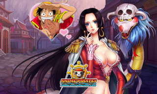 Cartoon character pirate girl red - anime visual free wallpaper