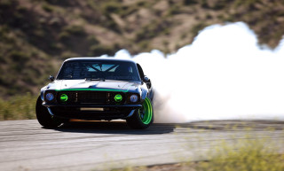 Car green wheels driving road - a photo free wallpaper