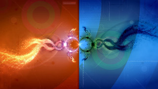 Abstract blue orange background red - left free wallpaper