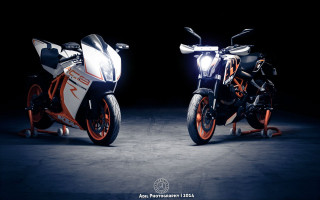 Motorcycles parked dark room lights - cybernetic free wallpaper