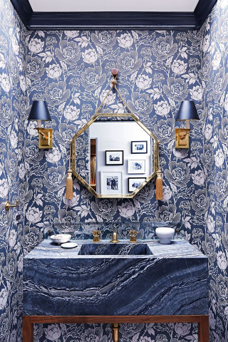 Bathroom marble sink blue wallpaper - david ramsay hay free wallpaper