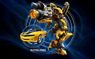 Yellow black robot gun car - f 8 aperture free wallpaper