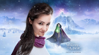 Woman scarf wizard mountain background - her back free wallpaper