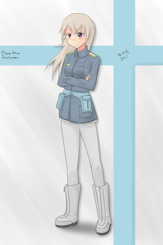 Girl uniform arms crossed drawing - full body portrait free wallpaper
