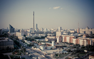 City tower traffic skyline pagoda - a tall tower free wallpaper