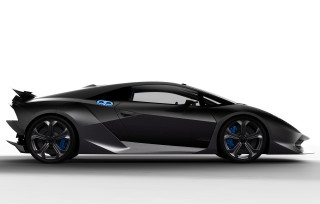 Black sports car blue emblem - a black outline free wallpaper