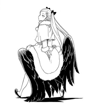 Woman sitting bird long hair - chizuko yoshida free wallpaper