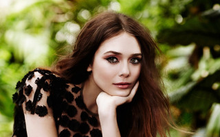 Woman longhair leopardprint posing bokeh - eye free wallpaper