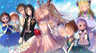 Anime characters group blue sky 17 - behind them free wallpaper
