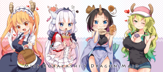 Anime girls horns dresses three - horn free wallpaper