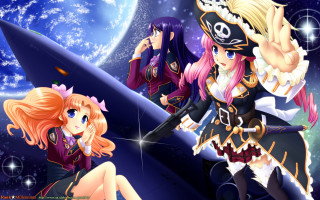 Anime girls space blue planet - a blue planet in the background free wallpaper