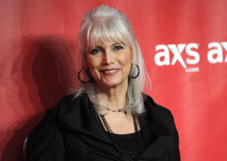 White haired woman smiling red - a black top free wallpaper