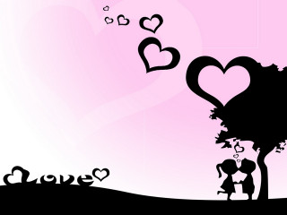 Couple kissing tree hearts hill - heart free wallpaper