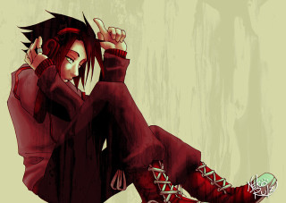 Sitting person head hands feet - his knee free wallpaper