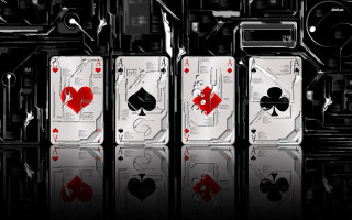 Playing cards reflection ground group - the ground in front free wallpaper