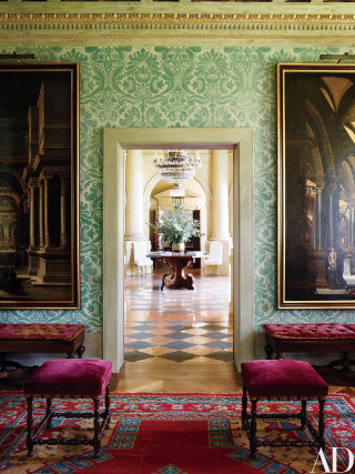Hallway painting bench rug floor - canaletto free wallpaper