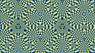 Blue yellow pattern black dot - optical free wallpaper