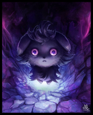 Furry glowing eyes purple background - rock free wallpaper