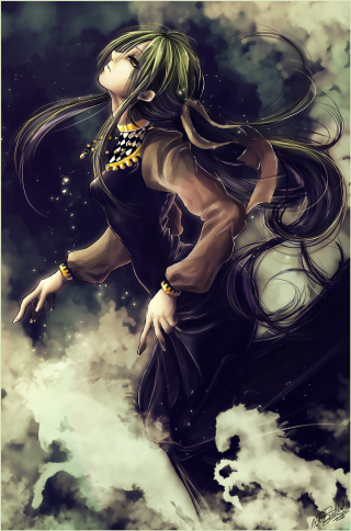 Woman flying long hair cloud - sky free wallpaper