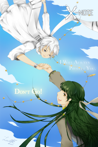 Anime couple long hair green - green hair free wallpaper