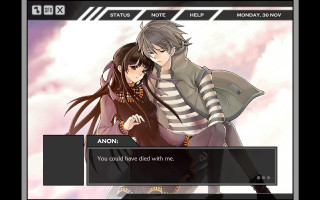 Anime couple characters sky background - a screen free wallpaper