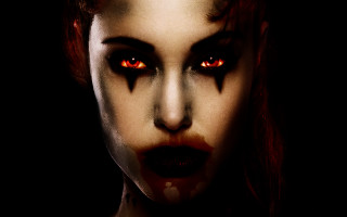 Woman red eyes blood face - blood free wallpaper