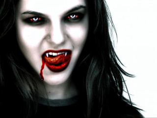 Woman blood face dripping mouth - a white background free wallpaper