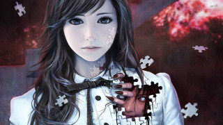 Girl long hair holding puzzle - long hair holding free wallpaper