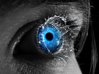 Blue eye closeup black white 2 - a white background free wallpaper