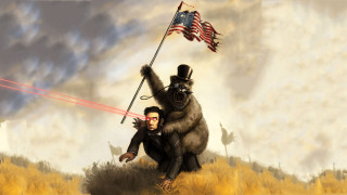People flag bear hill sky - two people holding free wallpaper