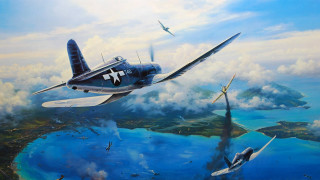 Plane water bird flying painting - over the water free wallpaper