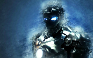 Robot glowing eyes dark water - a robot free wallpaper