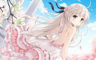 Woman dress long hair flower - long hair and a flower free wallpaper