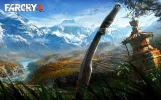 Giant sword mountain birds flying - overhead free wallpaper