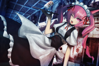 Pink haired yandere girl blooded - pink hair holding free wallpaper