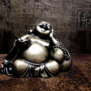 Buddha statue table brick wall - andrew law free wallpaper