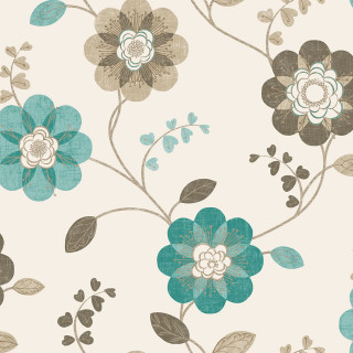 Floral blue brown white green - brown free wallpaper