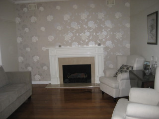 Living room fireplace white chair - a fireplace free wallpaper