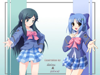 Girl blue white uniform mirror - her shoulder free wallpaper