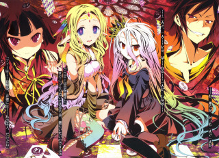 Anime girls sitting floor flowers - a background of flowers free wallpaper