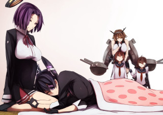 Group of people bed guns - their hand and a woman free wallpaper
