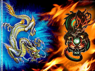 Dragon tattoos fire blue orange - dragon art free wallpaper