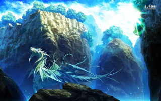 Dragon rock mountain landscape blue - a mountain range in the background free wallpaper