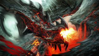 Demonic dragon red flames wings - dragon art free wallpaper