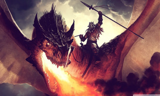 Dragon riders fire demon cloudy - dragon art free wallpaper