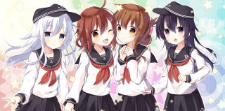 Girls sailor uniforms stars background - the background and a star free wallpaper