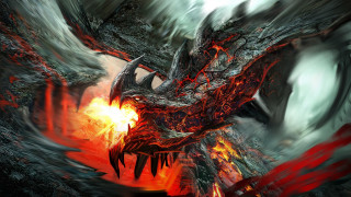 Dragon red flames mouth wings - dragon art free wallpaper