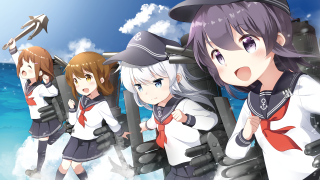 Anime girls blue sky clouds 10 - a group of anime girls free wallpaper