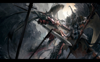Demon sword demon back painting 3 - a painting of a demon holding free wallpaper