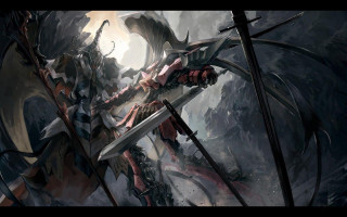 Giant demon holding sword painting - a giant demon free wallpaper